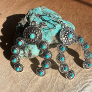 Squash Blossom Naja Western Faux Turquoise Earrings