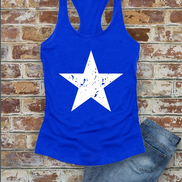 Distressed Star, Fourth of July, Women Fit Fitted Racerback Tank Top