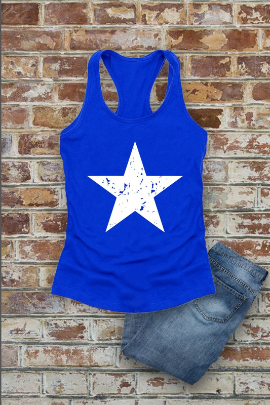 Distressed Star, Fourth of July, Women Fit Fitted Racerback Tank Top