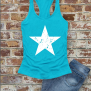Distressed Star, Fourth of July, Women Fit Fitted Racerback Tank Top