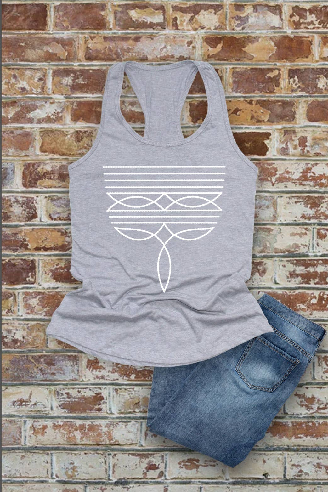 Western Boot Stitch, Women Fitted Racerback Tank Top