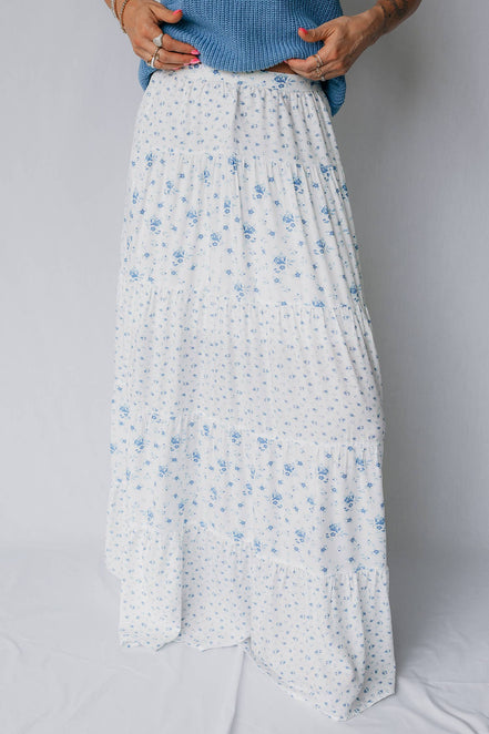 LDC High Waist Tiny Floral Print Boho Maxi Skirt