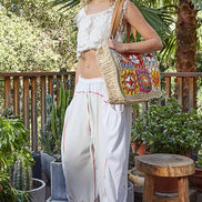Crochet Squares Tote Bag: NATURAL MULTI / OS
