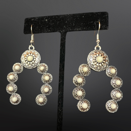Squash Blossom Naja Western Faux Turquoise Earrings