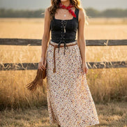 Lace-Up Corset Stretch Denim Top 2: Light Denim / L