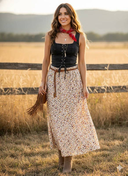 Lace-Up Corset Stretch Denim Top 2: Light Denim / S