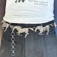 WESTERN METAL HORSE LINK CHAIN BELT