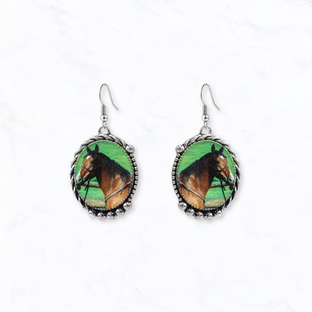 Western Horse Frame Drop Earrings