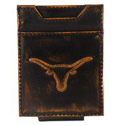 Texas Longhorns Burnished Leather Magnetic Front Pocket Wallet