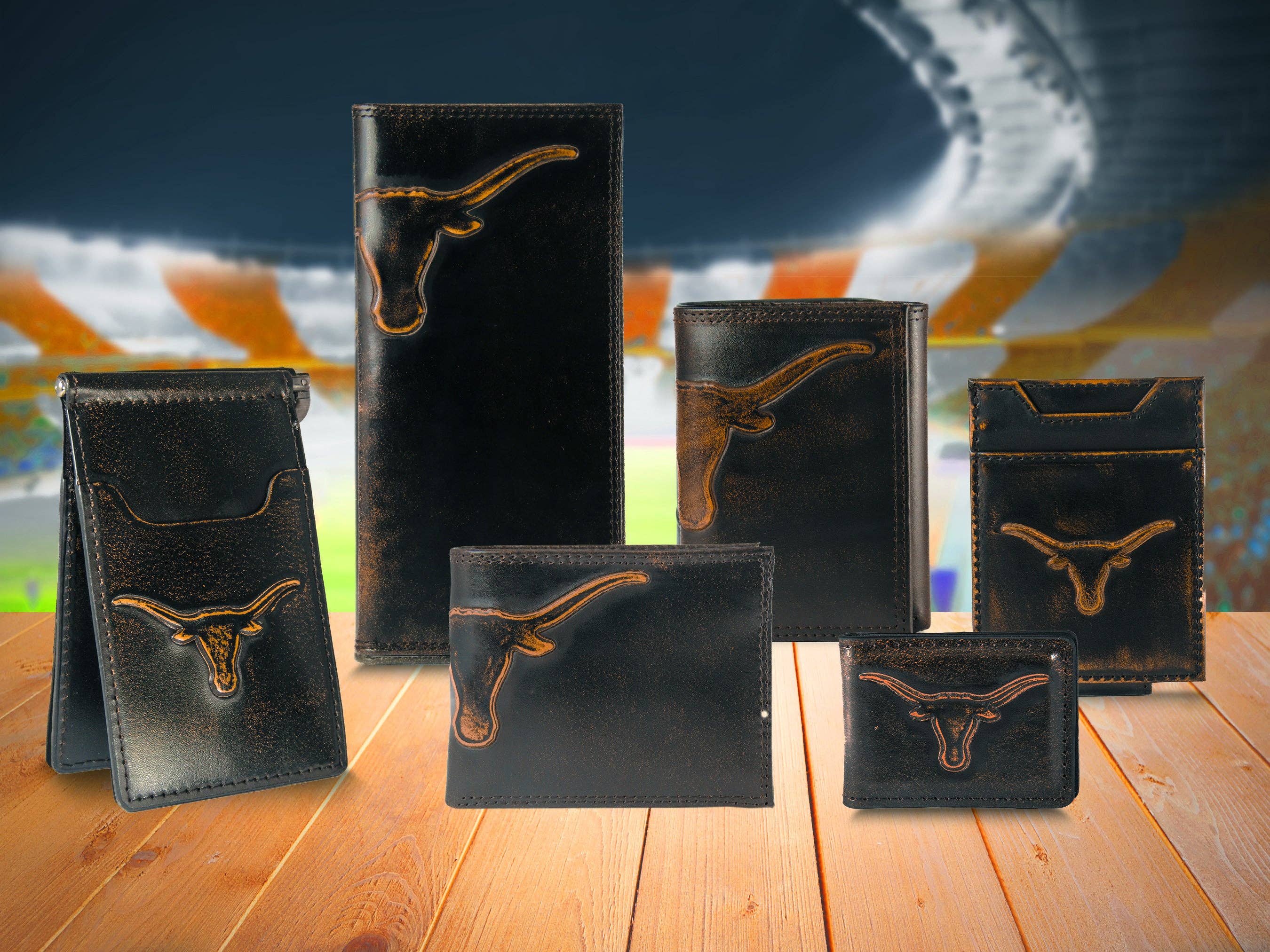 Texas Longhorns Burnished Leather Money Clip