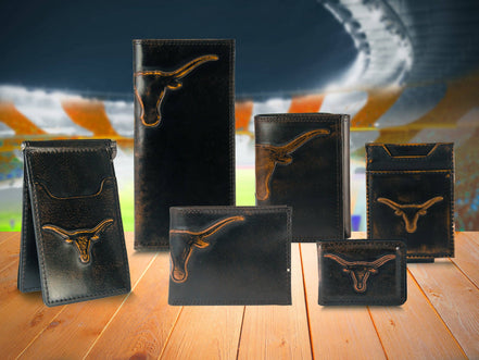 Texas Longhorns Burnished Leather Money Clip