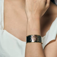 Mixed Metal Cuff Bracelet - Gold Cross on Copper Circle