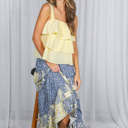 Patchwork Floral Print Bohemian-Inspired Maxi Skirt VS83203: Blue / M